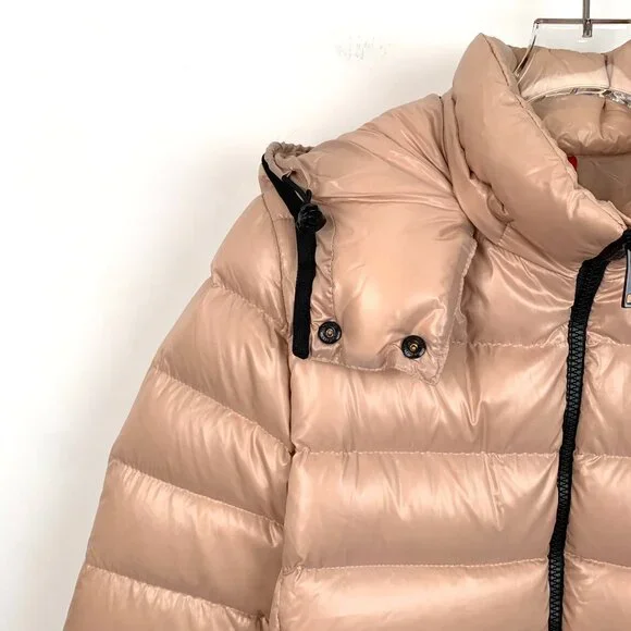 Moncler Bady Nude Hooded Quilted Down Jacket With Logo Patch & Zippered Pockets